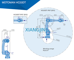 benutzte Industrieroboterarm YASKAWA HC20DT IP67 kooperative 20kg Armroboter Nutzlasten-1700mm